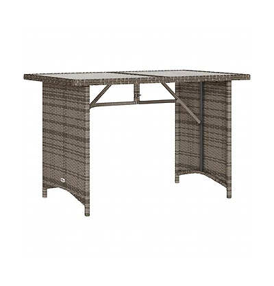 vidaXL Garden Table Grey Pe rattan, powder-coated steel, tempered glass