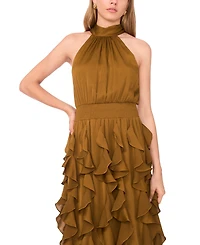 1.state Women's Flounce Cascading Halter Maxi Dress