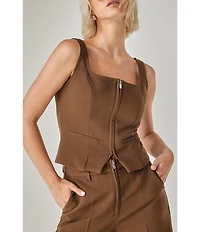 Nasty Gal Women's Zip Front Sleeveless Tailored Top