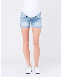 Ripe Maternity Maternity Light Wash Denim Shorts with Over Tummy Waistband