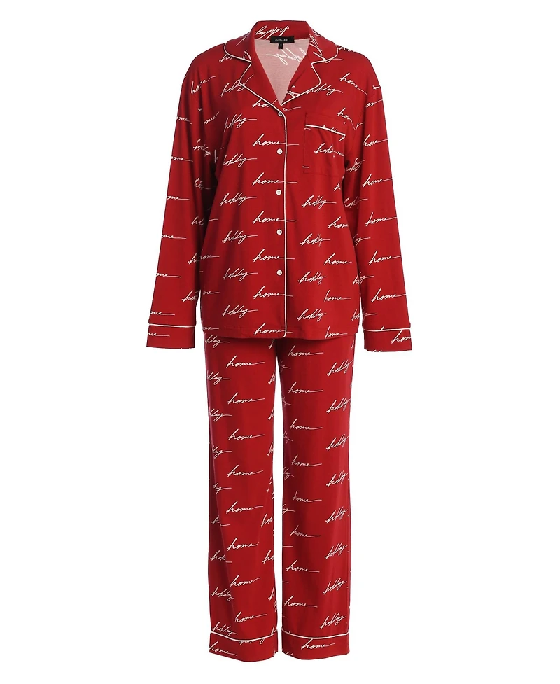 Jluxlabel Red Home For The Holidays Adult Pajama Set