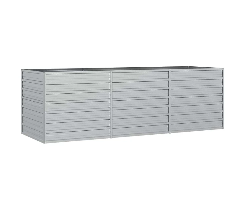 vidaXL Garden Raised Bed Silver Galvanized Steel Large Garden Raised Bed