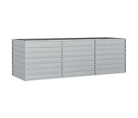vidaXL Garden Raised Bed Silver Galvanized Steel Large Garden Raised Bed