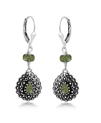 American West Jewelry Sterling Silver Serpentine Pear-Shaped Concha Lever Back Earrings