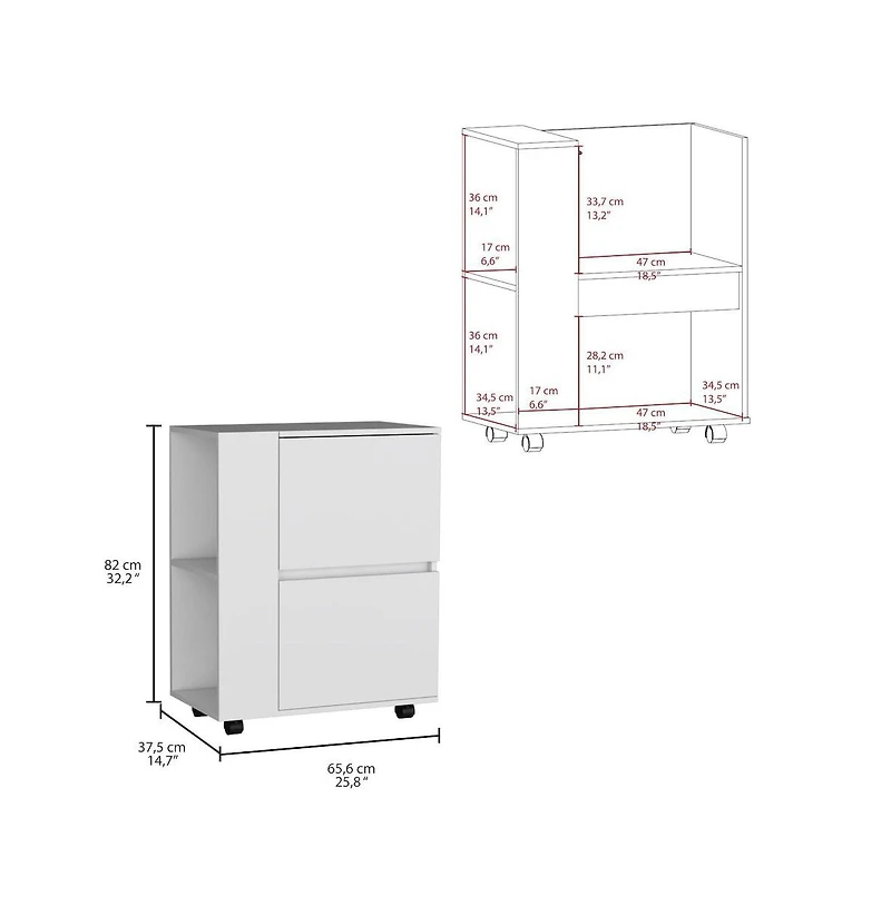 Tuhome Arlet Kitchen Island White/Macadamia Mdf