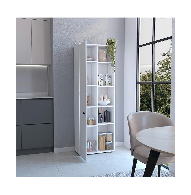 Tuhome Hoyt Multistorage Kitchen Pantry White Mdf