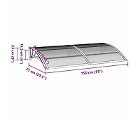 Door Canopy Gray Polycarbonate 59.1x29.5 in Durable Door Canopy