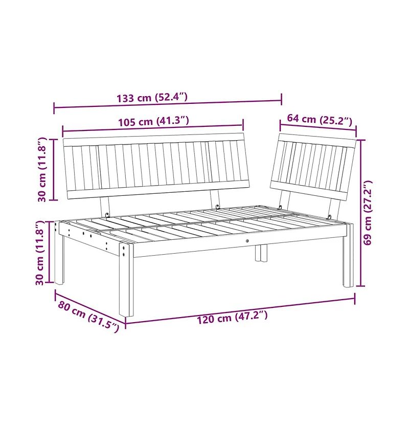 Patio Pallet Corner Sofa Solid Wood Acacia