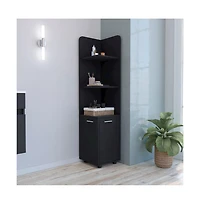 Tuhome Malibu Corner Linen Cabinet Black Mdf