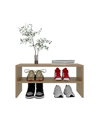 Fm Furniture Shoe Rack, 2 Open Shelves, Low Horizontal Design, Freestanding Unit, Bedroom Use, Wenge