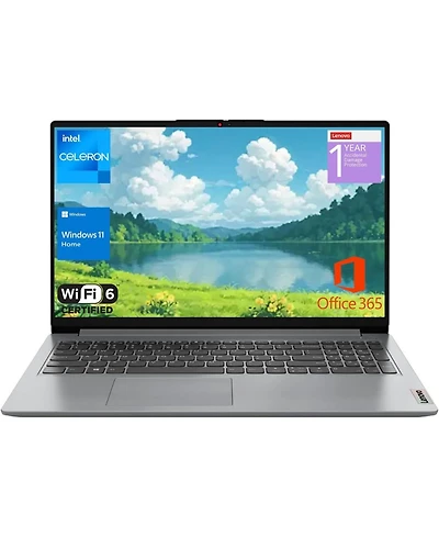 Kuu IdeaPad 1 Home Laptop, 15.6" Fhd Display, Intel Celeron Dual Core Processor, 12GB Ram, 384GB Storage(128GB eMMC + 256GB PCIe), 1 Yr Office 36