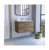Tuhome Praga Floating Vanity Sink Dark Brown / White Mdf