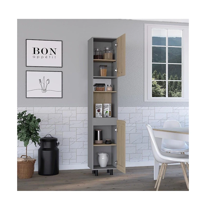 Tuhome Hassel Kitchen Pantry Cabinet Light Pine Mdf