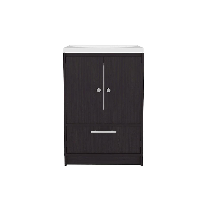 Tuhome Bathroom Vanity with Two Doors, Madison Black Mdf