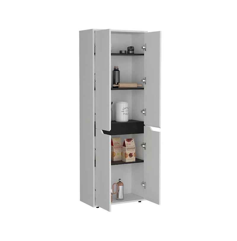 Tuhome Herrin Multistorage Kitchen Pantry White/Black Mdf