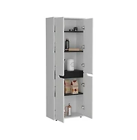 Tuhome Herrin Multistorage Kitchen Pantry White/Black Mdf