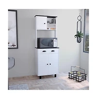 Tuhome Salen Kitchen Pantry White/Black Mdf