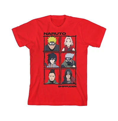 Naruto Shippuden Anime Characters Youth Boys Red Graphic Tee-xl