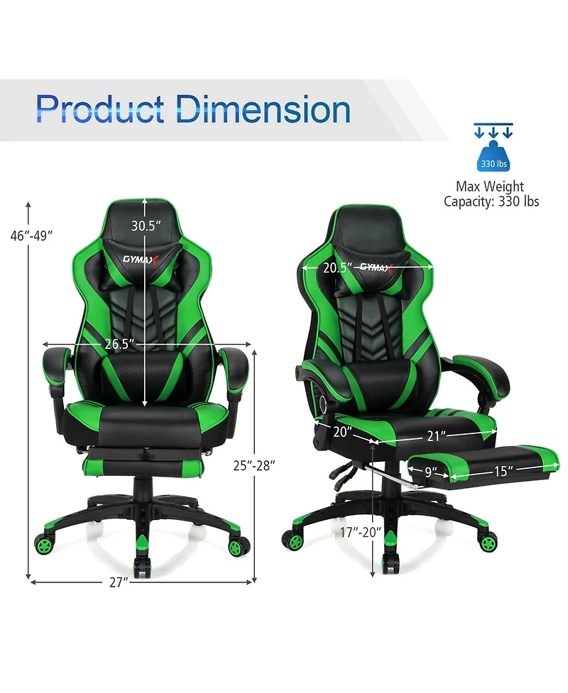 Gymax Office Computer Desk Chair Gaming Adjustable Swivel w/Footrest
