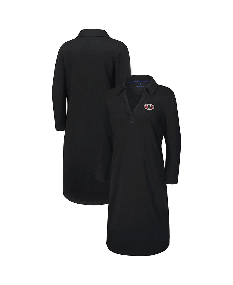 Tommy Bahama Women's Black San Francisco 49ers Ashby Isles Three-Quarter Length Sleeve Pullover Jersey Dress