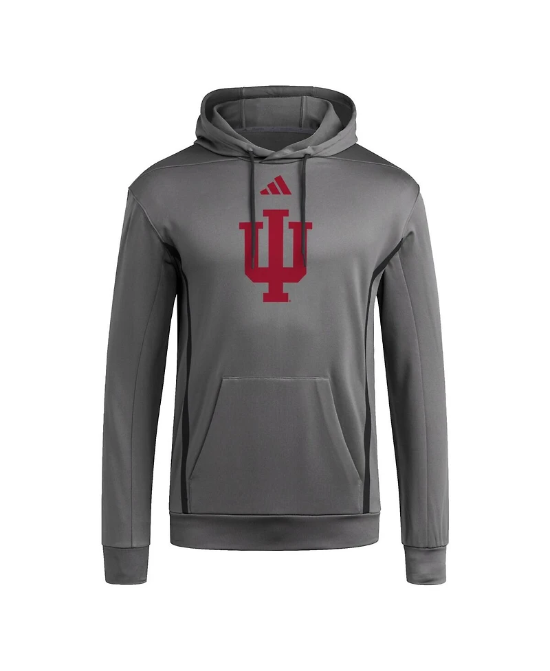 Adidas Men's Gray Indiana Hoosiers Locker Logo Fleece Pullover Hoodie