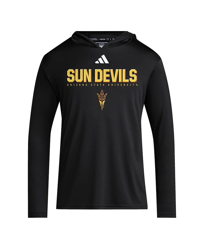 Adidas Men's Black Arizona State Sun Devils 2025 Aeroready Sideline Training Long Sleeve Hooded T-Shirt