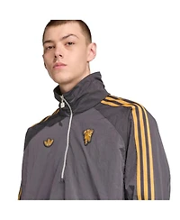 Adidas Men's Gray Manchester United Terrace Icons Half-Zip Jacket