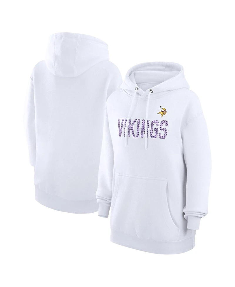 G-iii 4Her by Carl Banks Women's White Minnesota Vikings Dot Print Pullover Hoodie