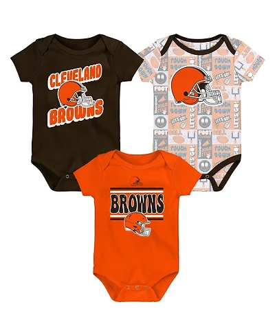 Outerstuff Baby Boys and Girls 3-Pack Cleveland Browns Play Day Bodysuit Set