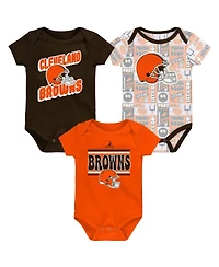 Outerstuff Baby Boys and Girls 3-Pack Cleveland Browns Play Day Bodysuit Set