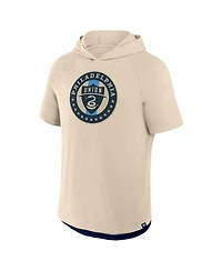 Fanatics Men's Gold Philadelphia Union Hat Trick Stadium Slub Raglan Short Sleeve Pullover Hoodie