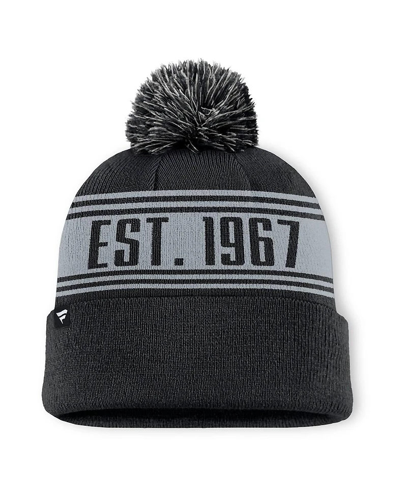 Fanatics Men's Black Los Angeles Kings Fundamental Cuffed with Pom Knit Hat