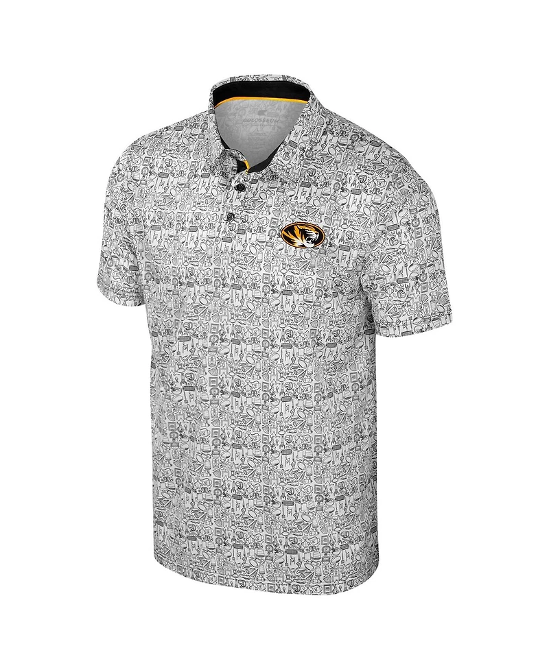 Colosseum Men's Black Missouri Tigers It's Time Allover Print Polo Shirt
