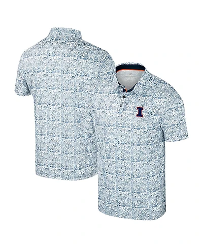Colosseum Men's Navy Illinois Fighting Illini It's Time Allover Print Polo Shirt