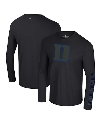 Colosseum Men's Black Duke Blue Devils Color Pop Active Blend 2-Hit Long Sleeve T-Shirt