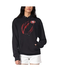 G-iii 4Her by Carl Banks Women's Black San Francisco 49ers Football Logo Fleece Tri-Blend Pullover Hoodie