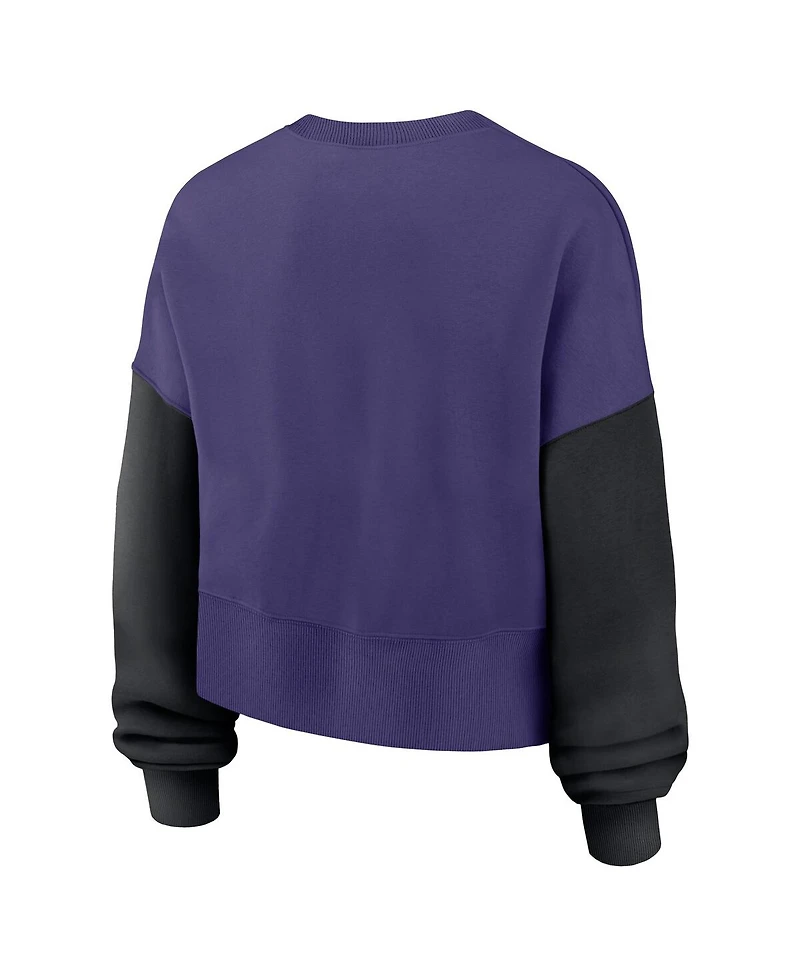 Nike Women's Purple Baltimore Ravens Oversized Color Block Pullover Sweatshirt