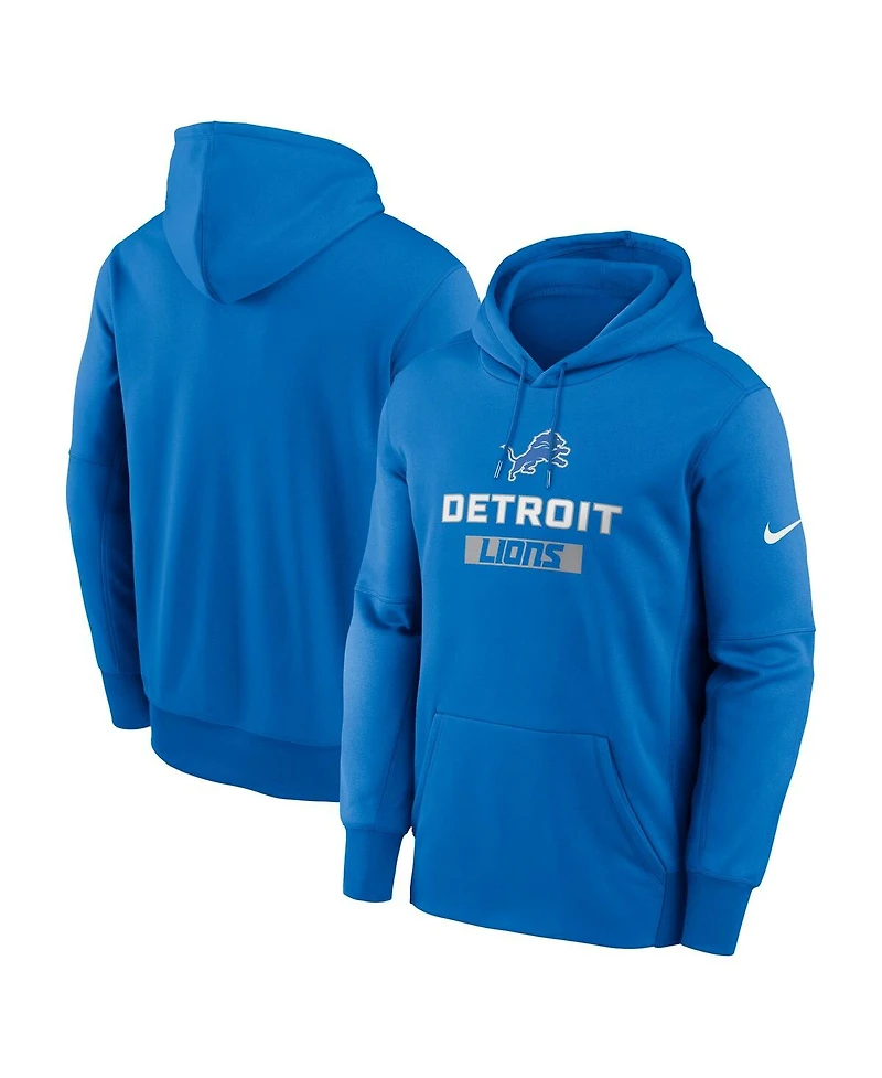 Nike Men's Blue Detroit Lions Toss Sweep Performance Pullover Hoodie