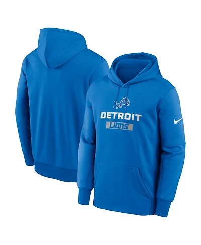 Nike Men's Blue Detroit Lions Toss Sweep Performance Pullover Hoodie
