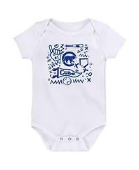 Outerstuff Baby Boys and Girls 3-Pack Royal Chicago Cubs Batter Up Bodysuit Set