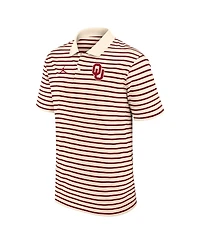 Jordan Men's Tan/Crimson Oklahoma Sooners Striped Primary Logo Performance Polo Shirt