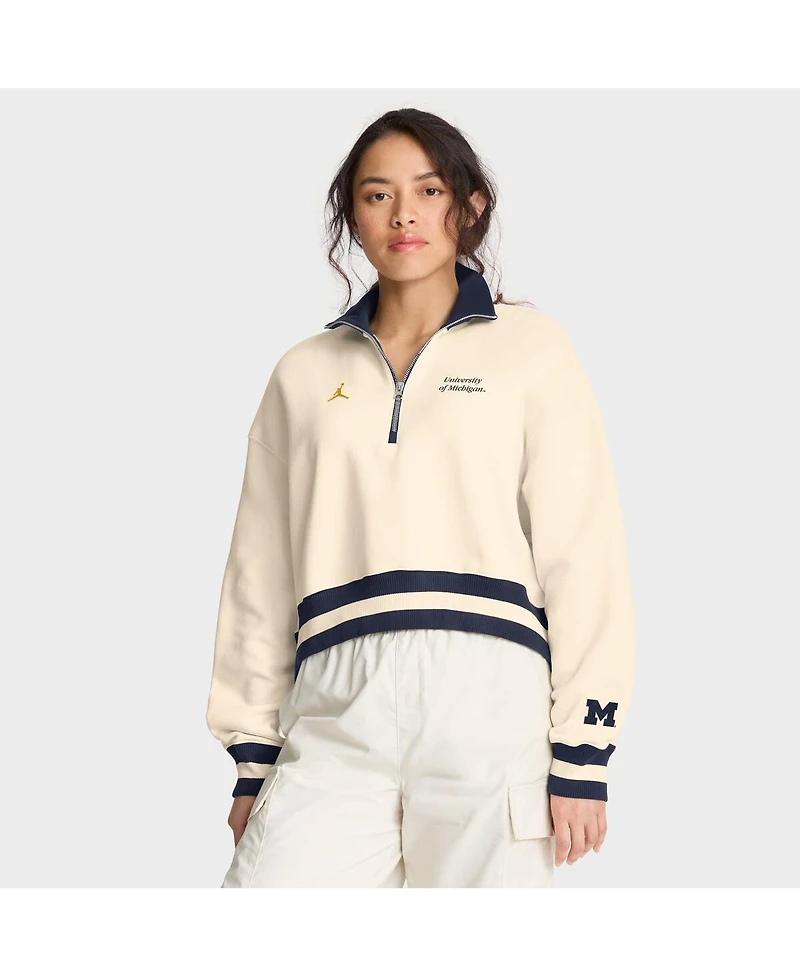 Jordan Women's Tan Michigan Wolverines Legacy Half-Zip Sweatshirt