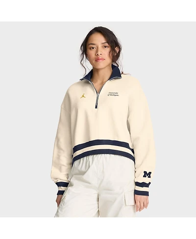 Jordan Women's Tan Michigan Wolverines Legacy Half-Zip Sweatshirt