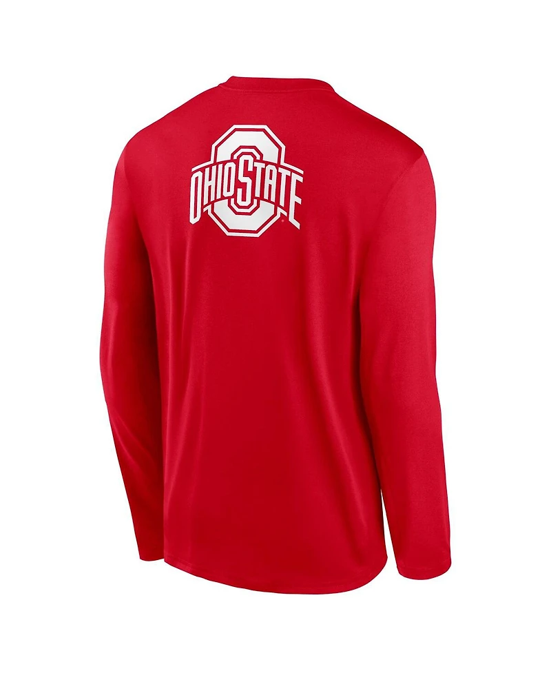 Nike Men's Scarlet Ohio State Buckeyes Primetime Campus 2-Hit Legend Long Sleeve T-Shirt