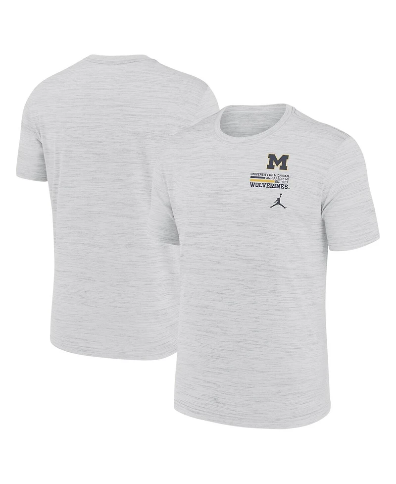 Jordan Men's White Michigan Wolverines Velocity Stacked Performance T-Shirt