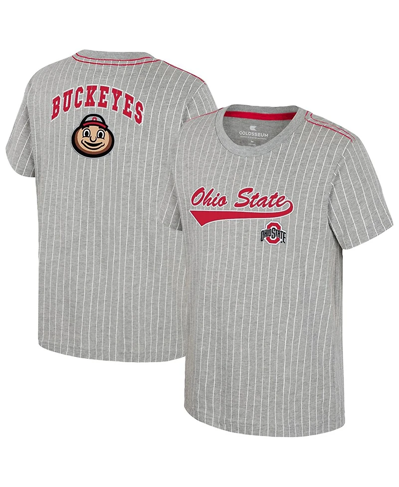 Colosseum Big Boys and Girls Heather Gray Ohio State Buckeyes Airball Baseball T-Shirt