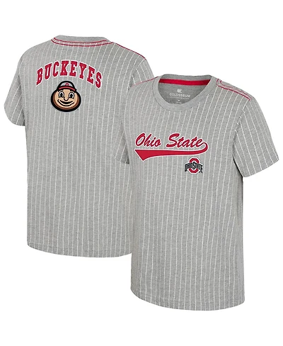 Colosseum Big Boys and Girls Heather Gray Ohio State Buckeyes Airball Baseball T-Shirt