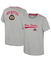 Colosseum Big Boys and Girls Heather Gray Ohio State Buckeyes Airball Baseball T-Shirt