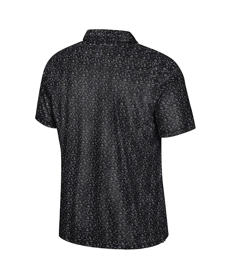 Colosseum Men's Black Missouri Tigers Football Print Polo Shirt