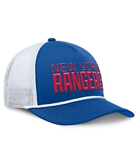 Fanatics Men's Blue/White New York Rangers Heritage Dutch A-Frame Trucker Adjustable Hat